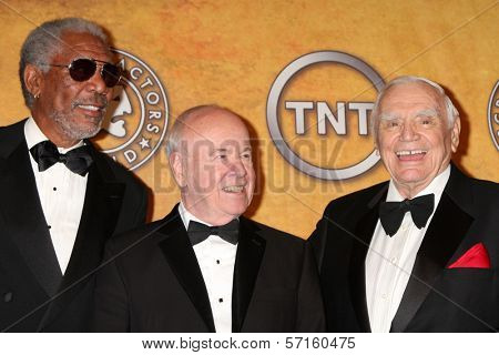 Morgan Freeman, Tim Conway and Ernest Borgnine at the 17th Annual Screen Actors Guild Awards Press Room, Shrine Auditorium, Los Angeles, CA. 01-30-11