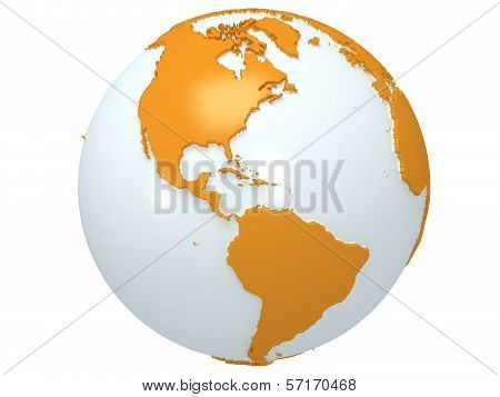 Earth planet globe. 3D render. America view.