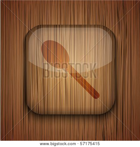 Vector wooden app icon on wooden background. Eps10