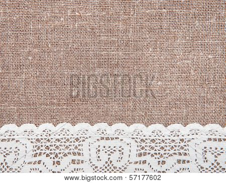 Burlap Background With Lacy Cloth