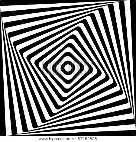 Abstract Square Spiral Black and White Pattern Background.