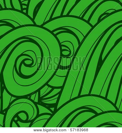 Vector background with abstract green waves. Seamless pattern.