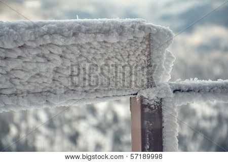 Frozen balcony railing