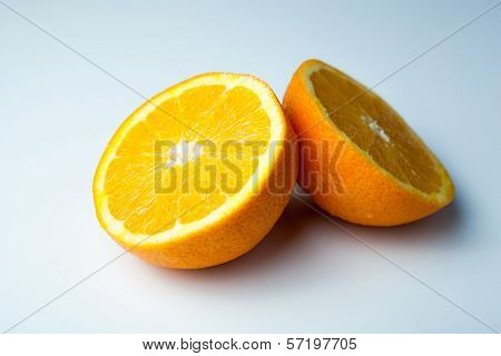 Two Half Slices Of Orange