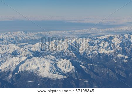 Caucasus mountains. View from the airplane.