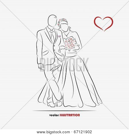 Silhouette Of Bride And Groom