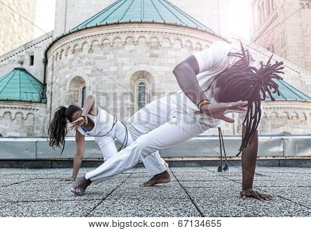 Young pair capoeira partnership spectacular sport