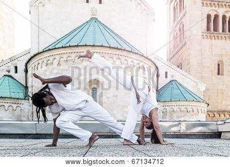 Young pair capoeira partnership spectacular sport