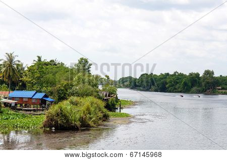 Kanchanaburi, Thailand - May 23, 2014:view Over River Kwai, Kanchanaburi Province, Thailand.