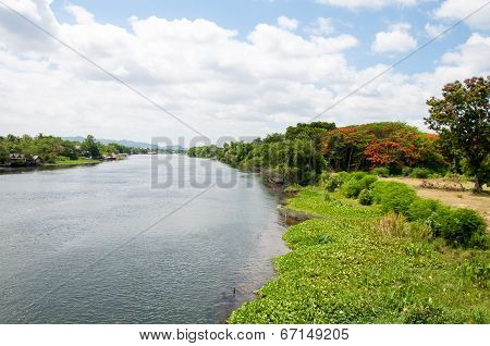 Kanchanaburi, Thailand - May 23, 2014:view Over River Kwai, Kanchanaburi Province, Thailand.