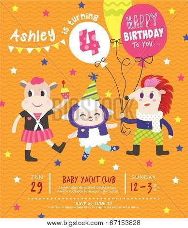 4th Birthday Party Invitation Card