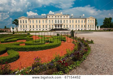 Rundale palace, former summer residence of Latvian nobility with a beautiful gardens around