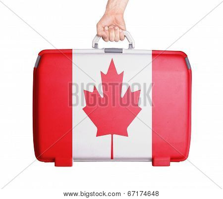Used Plastic Suitcase With Stains And Scratches