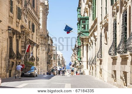 Life On The Street Of Valleta, Malta