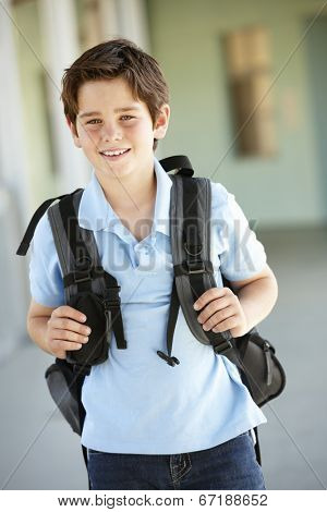 Pre teen boy at school