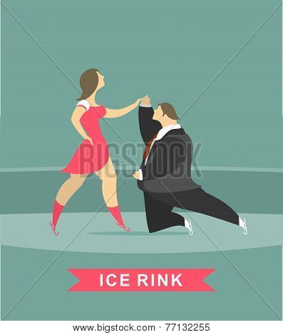 man and woman dancing on ice