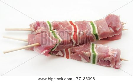 Several skewers of meat