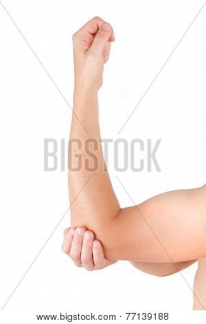Arm And Elbow Isolated On White Background.