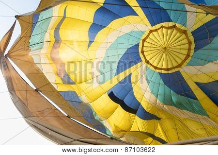 Filling up the hot air balloon