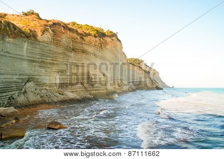 Loggas beach (Peroulades beach, Sunset beach) Corfu Island, Greece