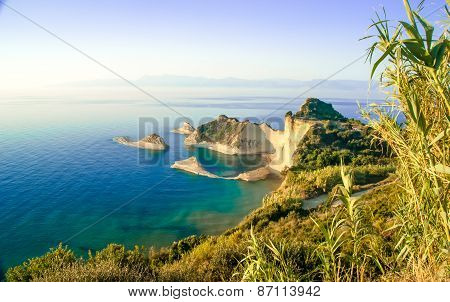 Loggas beach (Peroulades beach, Sunset beach) Corfu Island, Greece