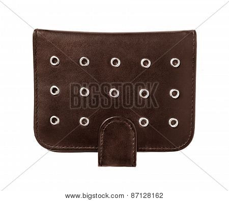 Brown Leather Wallet Isolated On White Background