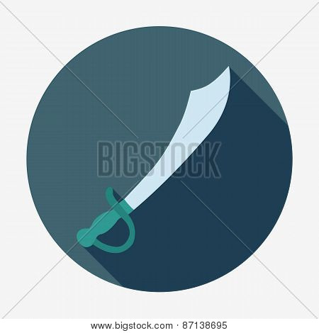 Pirate icon,saber. Flat design vector illustration.