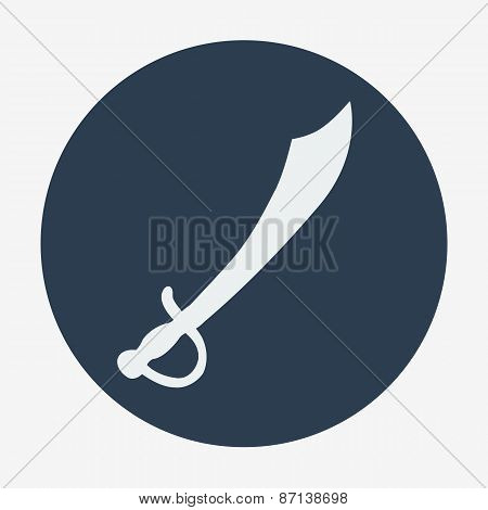 Pirate icon with saber. Flat design vector illustration.