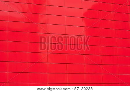 Red metal panel wall