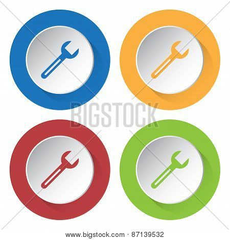 Set Of Four Icons With Spanner