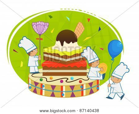Chefs with brownie
