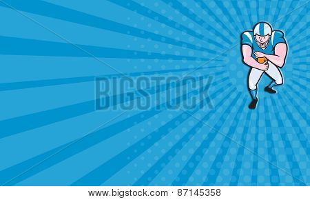 Business Card American Football Running Back Fending Cartoon