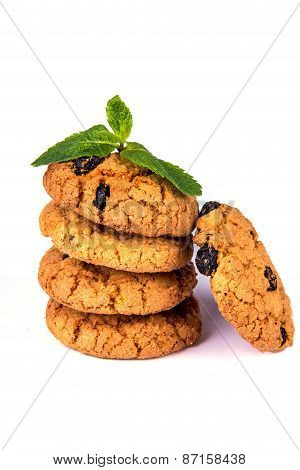 Stack Of Cookies With Raisins