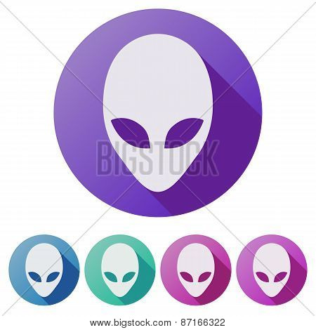 Set Flat icons of Alien head creature from another world.