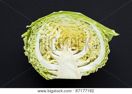 Half Cabbage On Black