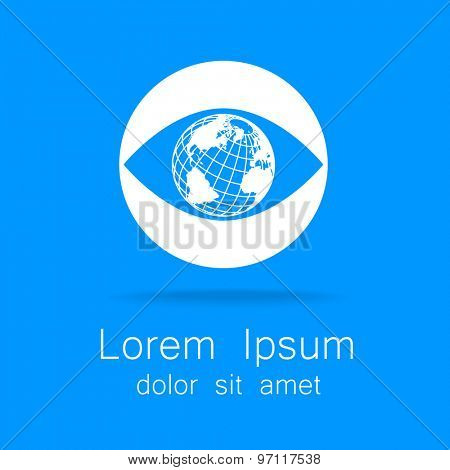 Sign of eye with globe inside. Template logo for the company, association, foundation, association.