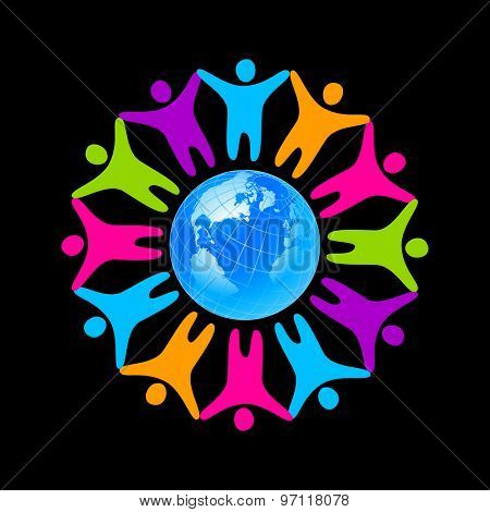 People around the planet. Template logo for the company, association, foundation, association.