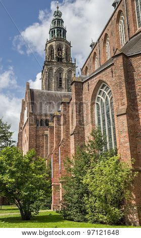Martini Church And Tower In The Center Of Groningen