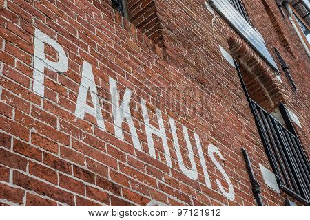 Detail Of An Old Warehouse At A Canal In Groningen