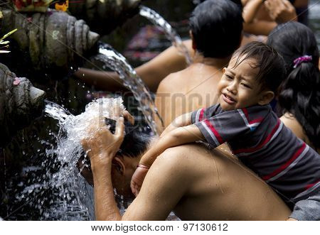 Father And Son Bathing