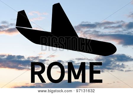 Airplane landing on Rome airport
