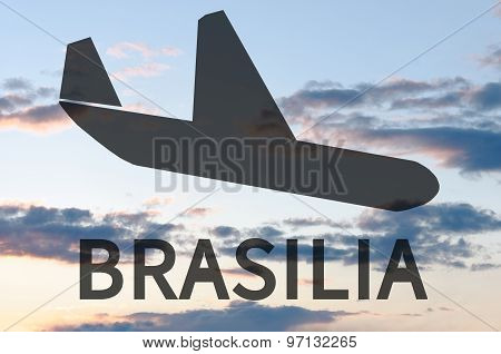 Airplane landing on Brasilia airport
