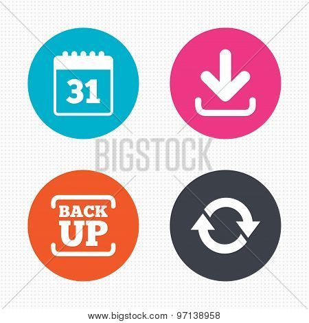 Download and Backup signs. Calendar, rotation