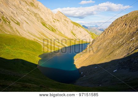 High Altitude Blue Alpine Lake In Summertime