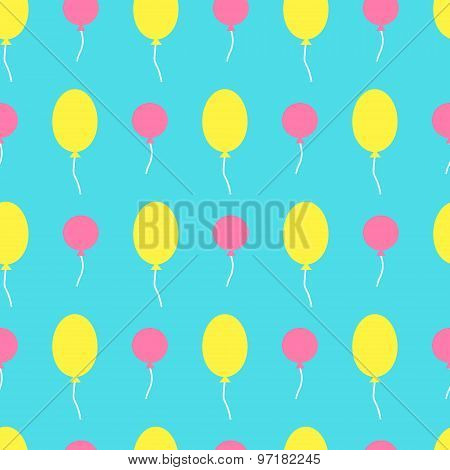 Seamless Vector Pattern With Colorful Baloons In The Sky. For Cards, Invitations, Wedding Or Baby Sh