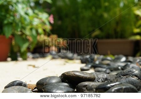 Stone path arranged to a zigzag