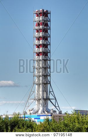 Industrial Boiler, District Heating Plant Chimney,  Steamshop
