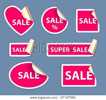 Set of sale stickers - golden foil reverse side.