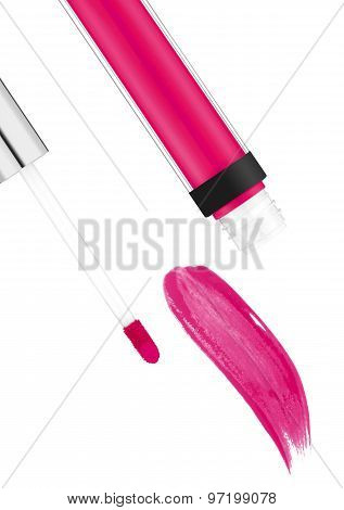 Pink Lipgloss Isolated On White