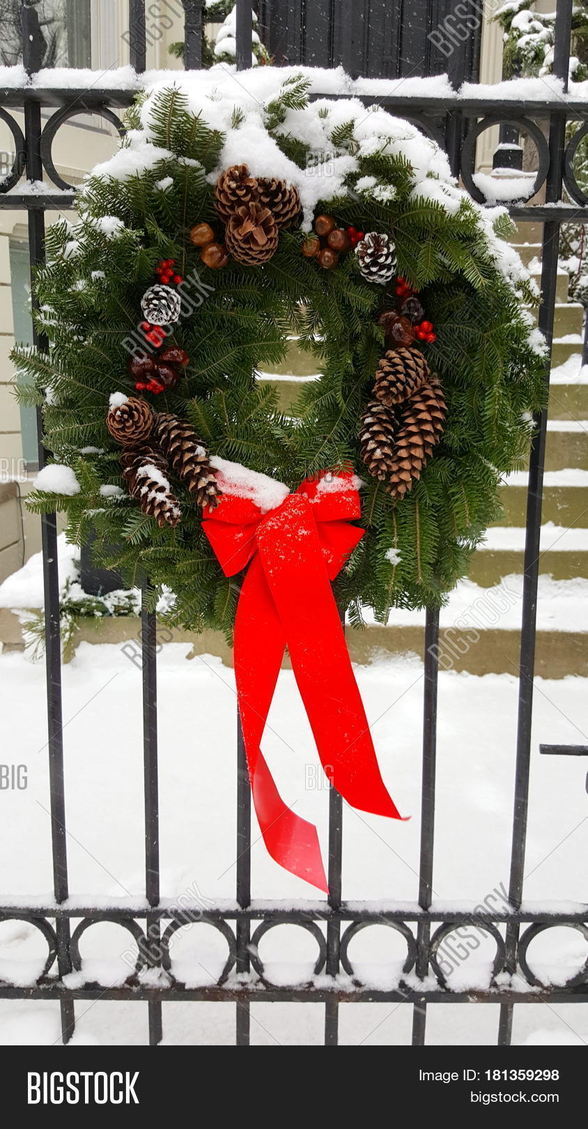 Christmas Wreath On Image Photo Free Trial Stock Christmas Wreath On Image Photo Free